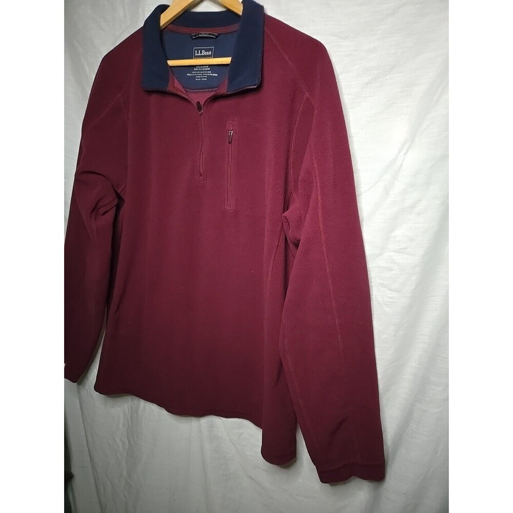 LL Bean Fleece Jacket Pullover Men’s XL Tall 1/4 Zip Tail Item #280963 Maroon - Picture 2 of 8